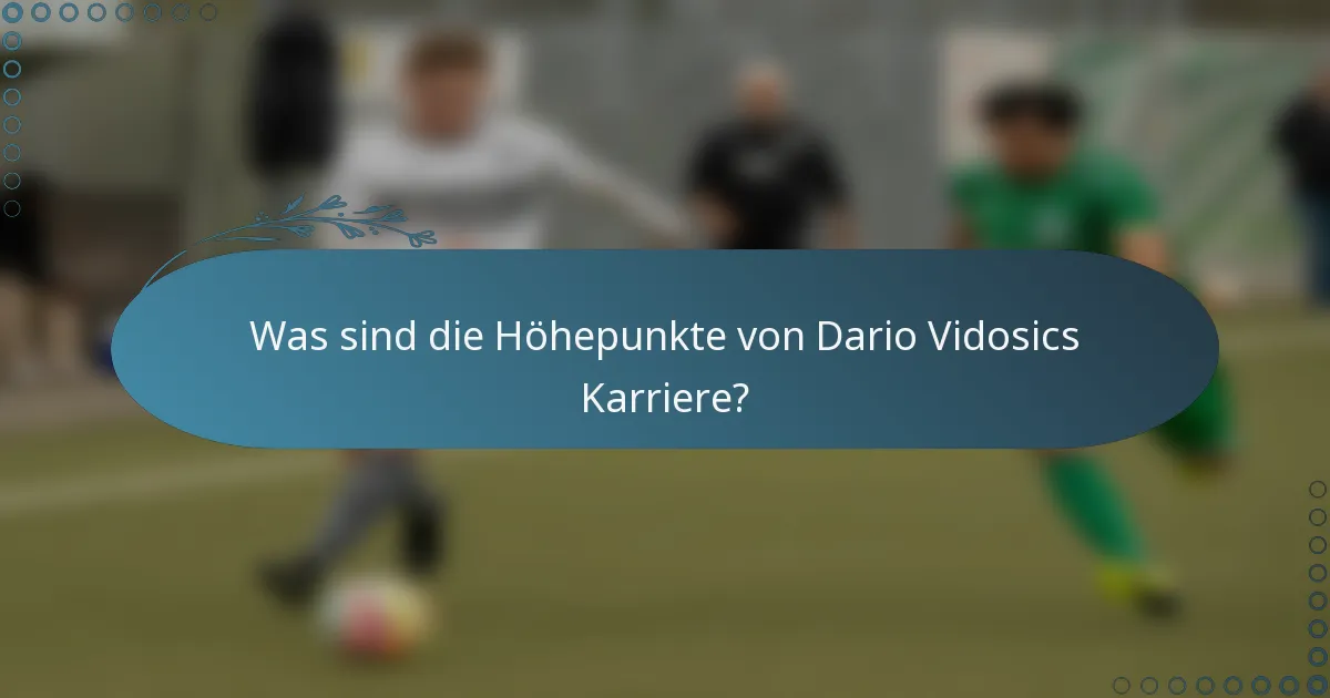 Was sind die Höhepunkte von Dario Vidosics Karriere?