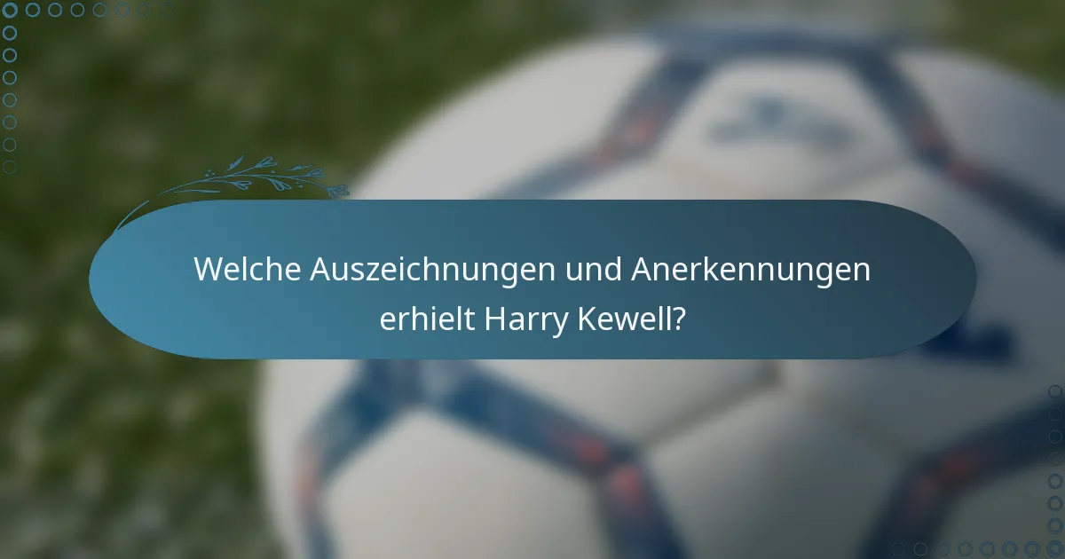 Welche Auszeichnungen und Anerkennungen erhielt Harry Kewell?