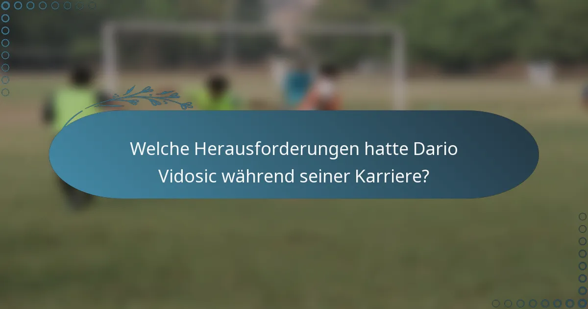 Welche Herausforderungen hatte Dario Vidosic während seiner Karriere?