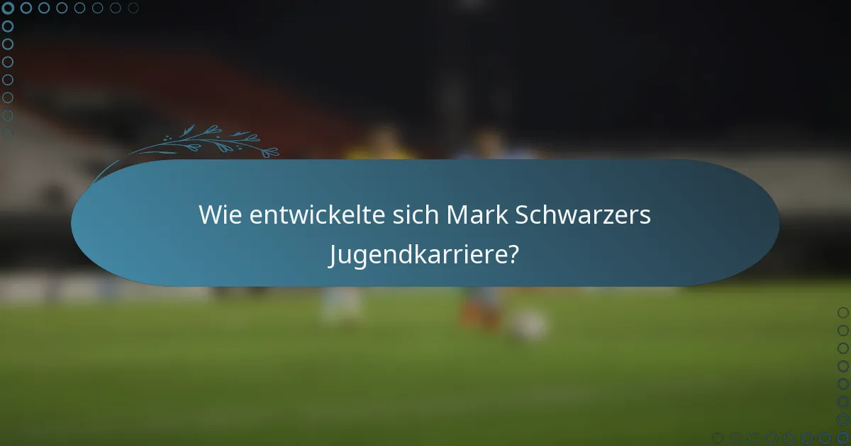 Wie entwickelte sich Mark Schwarzers Jugendkarriere?