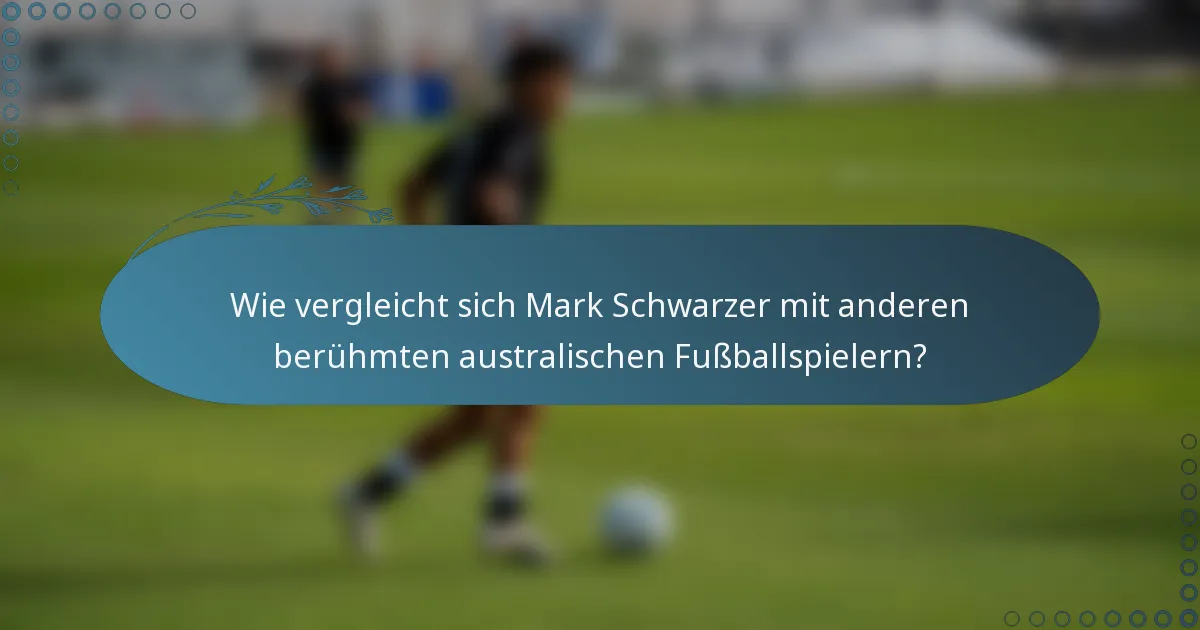 Wie vergleicht sich Mark Schwarzer mit anderen berühmten australischen Fußballspielern?